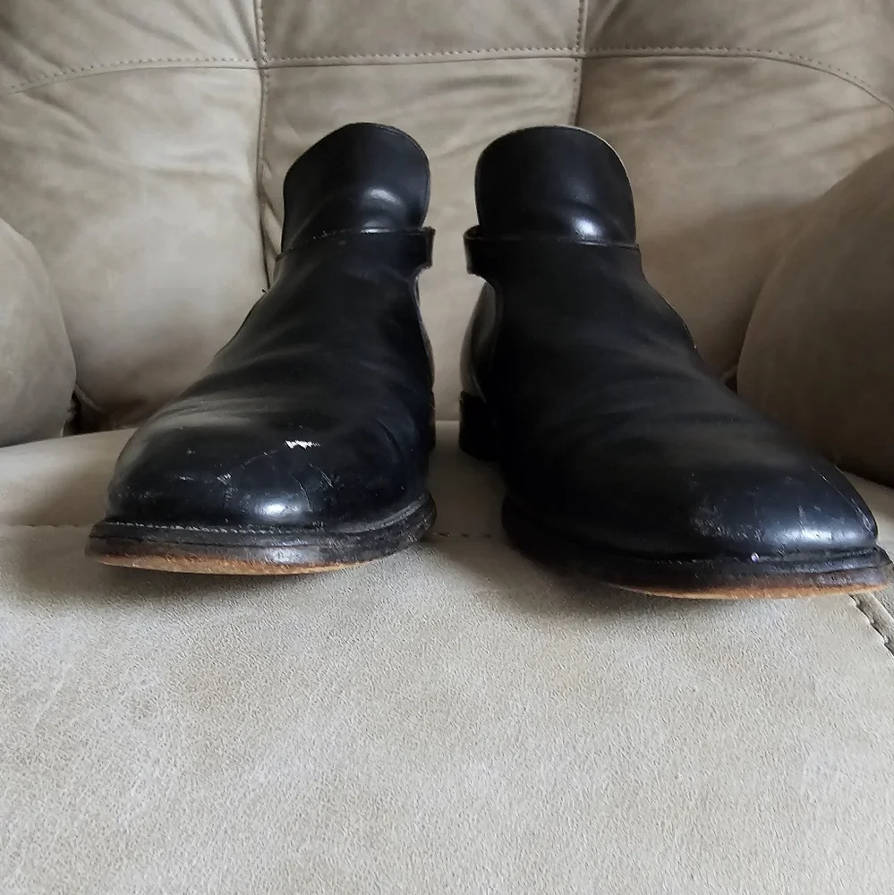 Cheany of London Derby Monk Buckle Black‎ Leather Boots sz UK 12, US 12.5